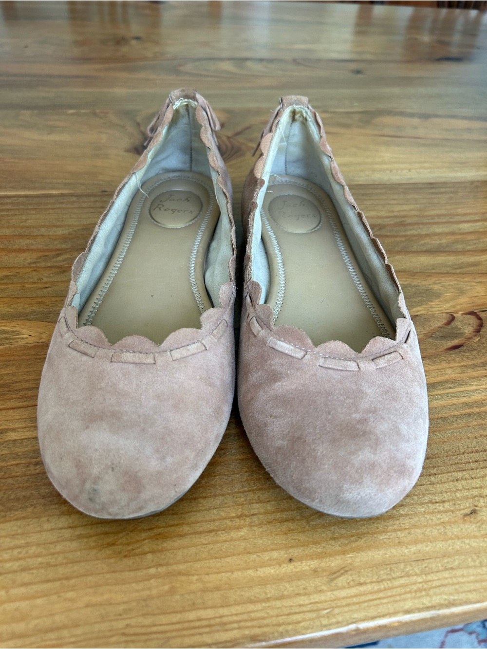 Jack Rogers Scallop Suede Ballet Flats in Dusty Rose